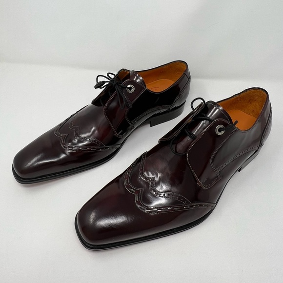 MEZLAN Classic Cap/Wing tip Dress shoes 10 M Burgendy